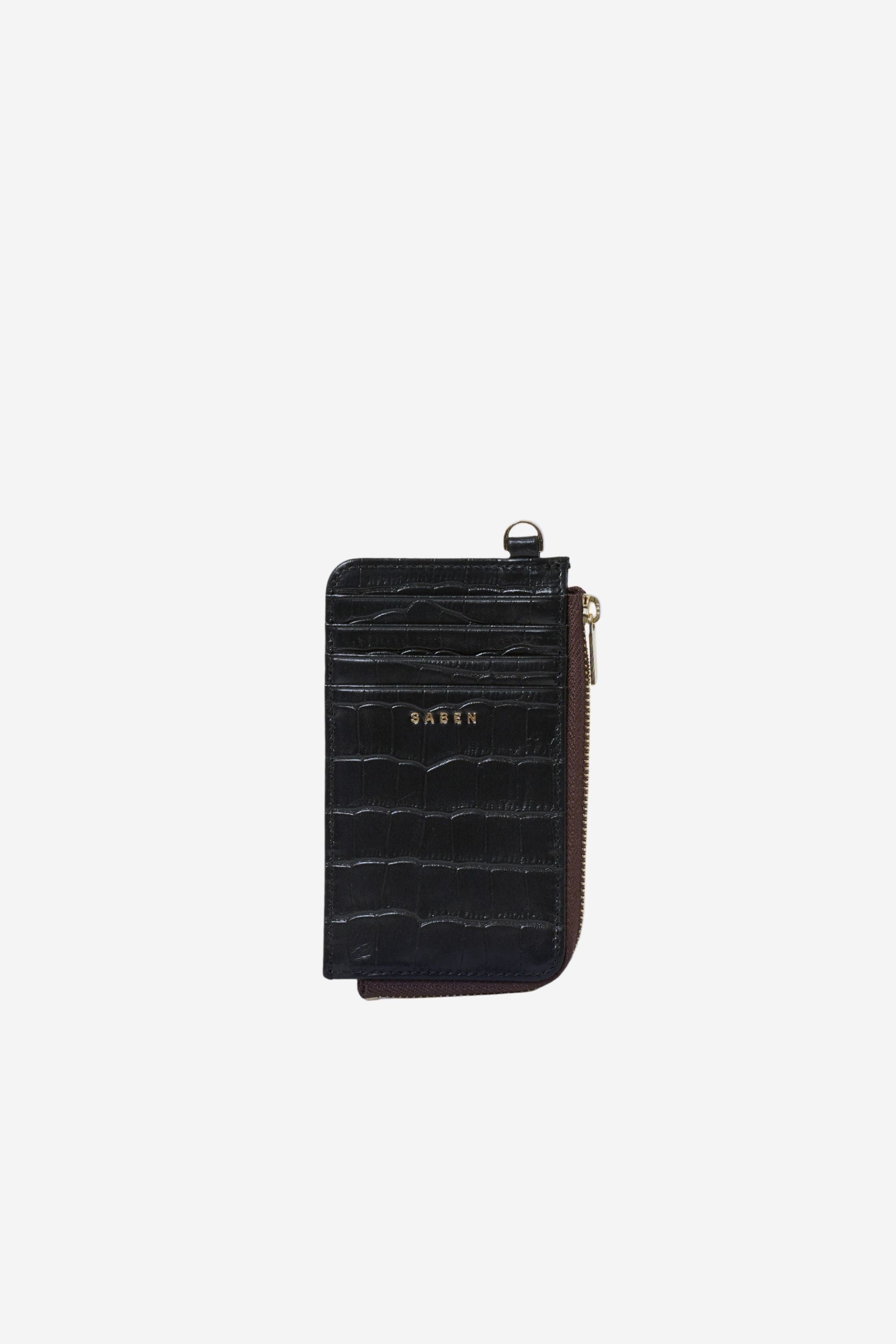 Winona Card Wallet - Black Croc