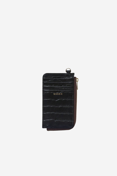 Winona Card Wallet - Black Croc
