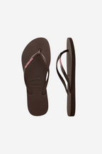 Slim Logo Pop-Up Jandals - Brown/Pink