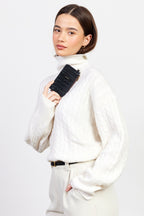 Winona Card Wallet - Black Croc