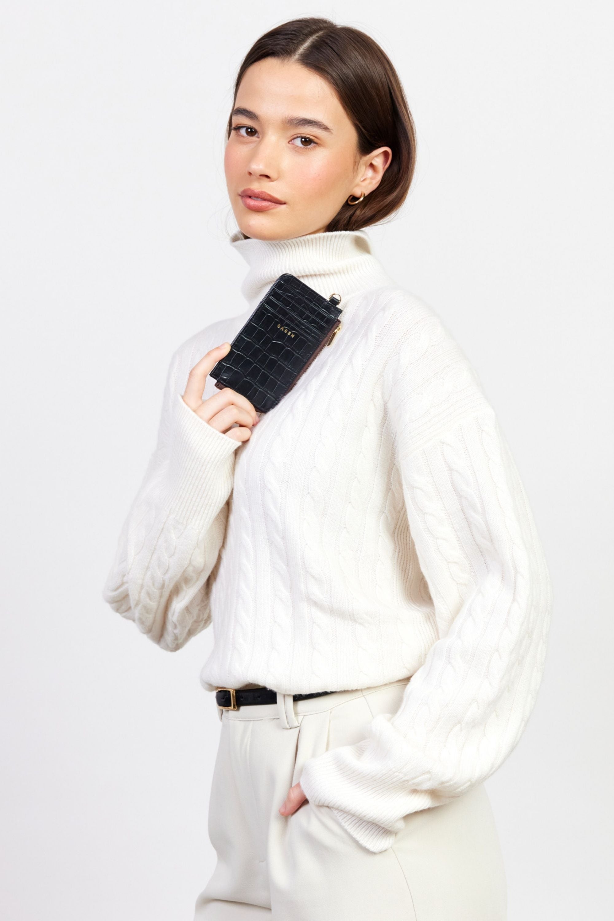 Winona Card Wallet - Black Croc