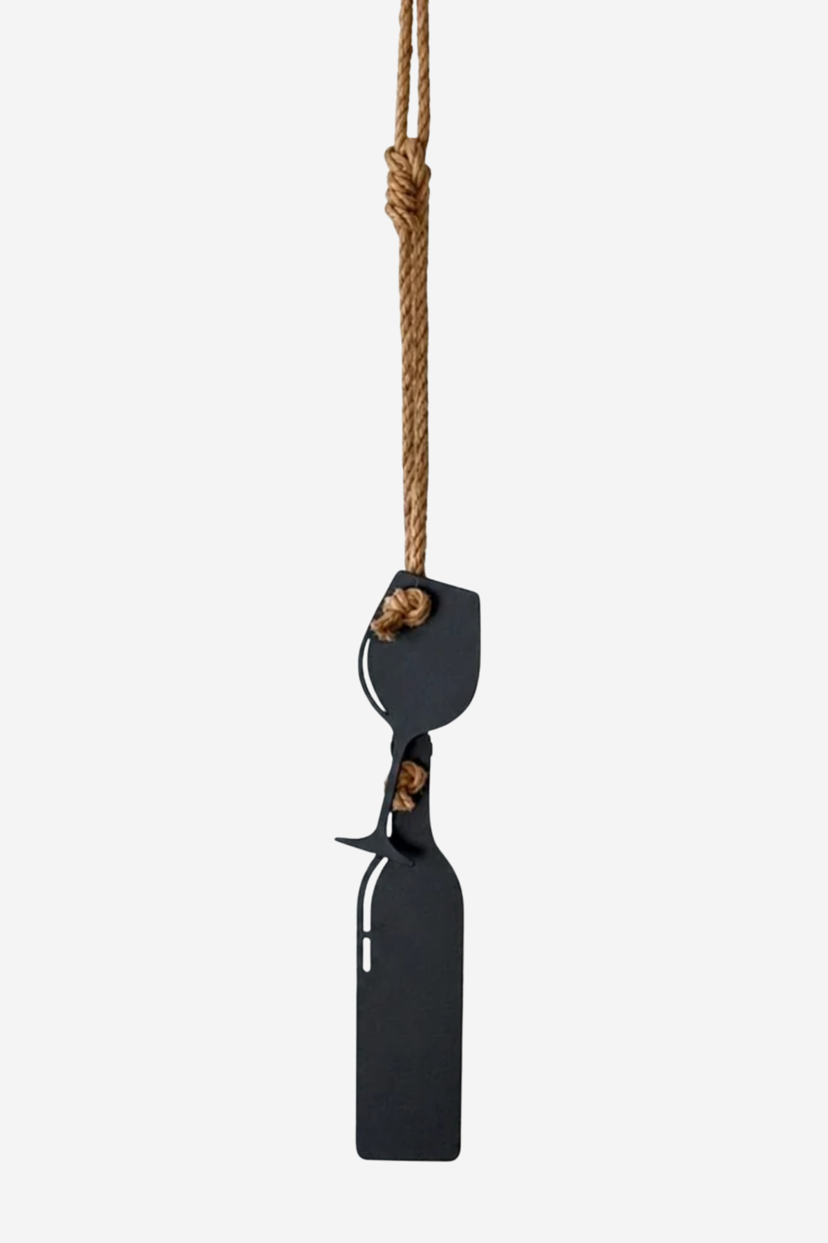 Wine Glass & Bottle Wall Hanging - Black