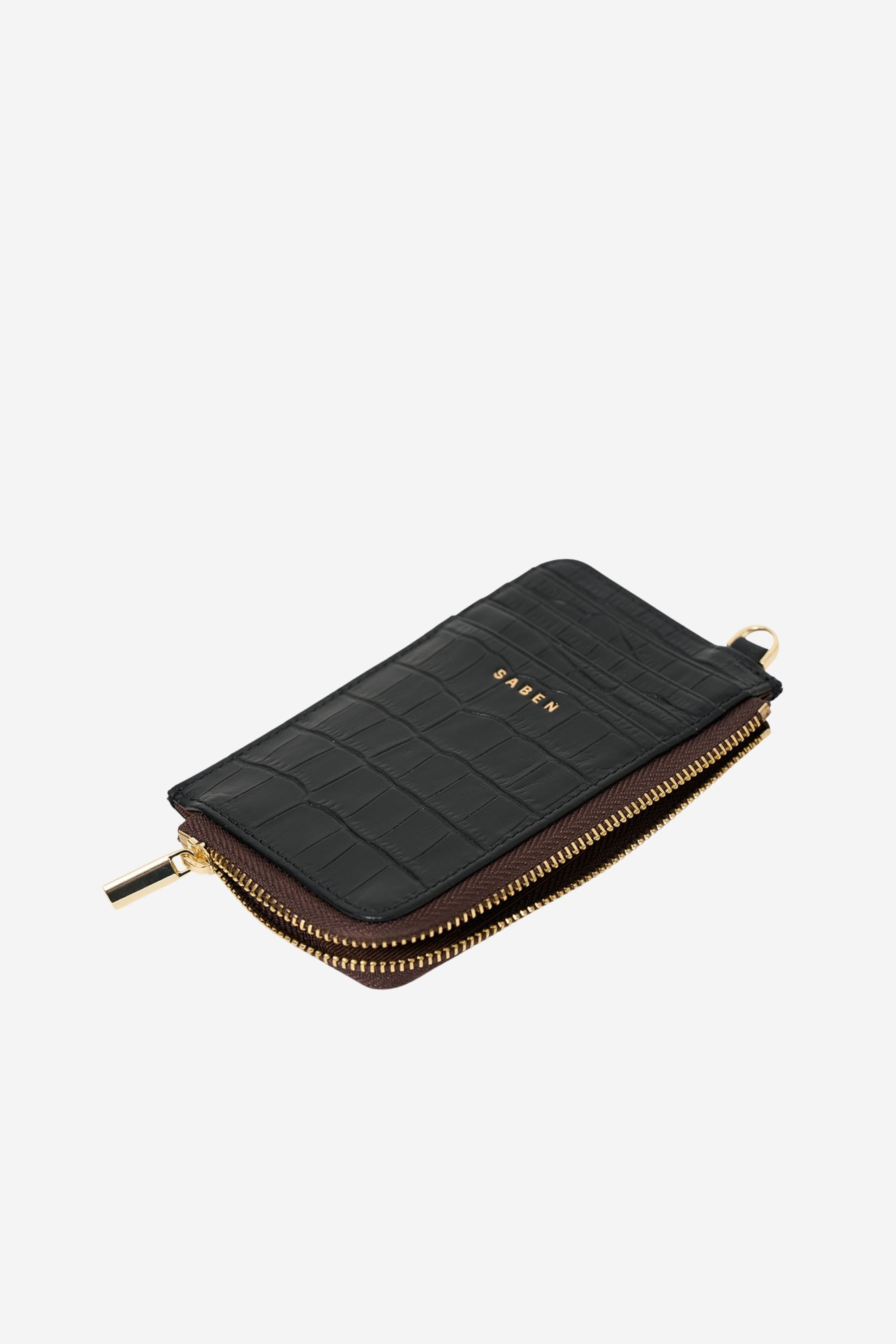 Winona Card Wallet - Black Croc
