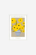 Flower Market Paris Yellow Framed Print - A3