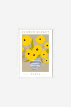 Flower Market Paris Yellow Framed Print - A3