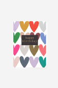 Happy Birthday Coloured Hearts - Gift Card