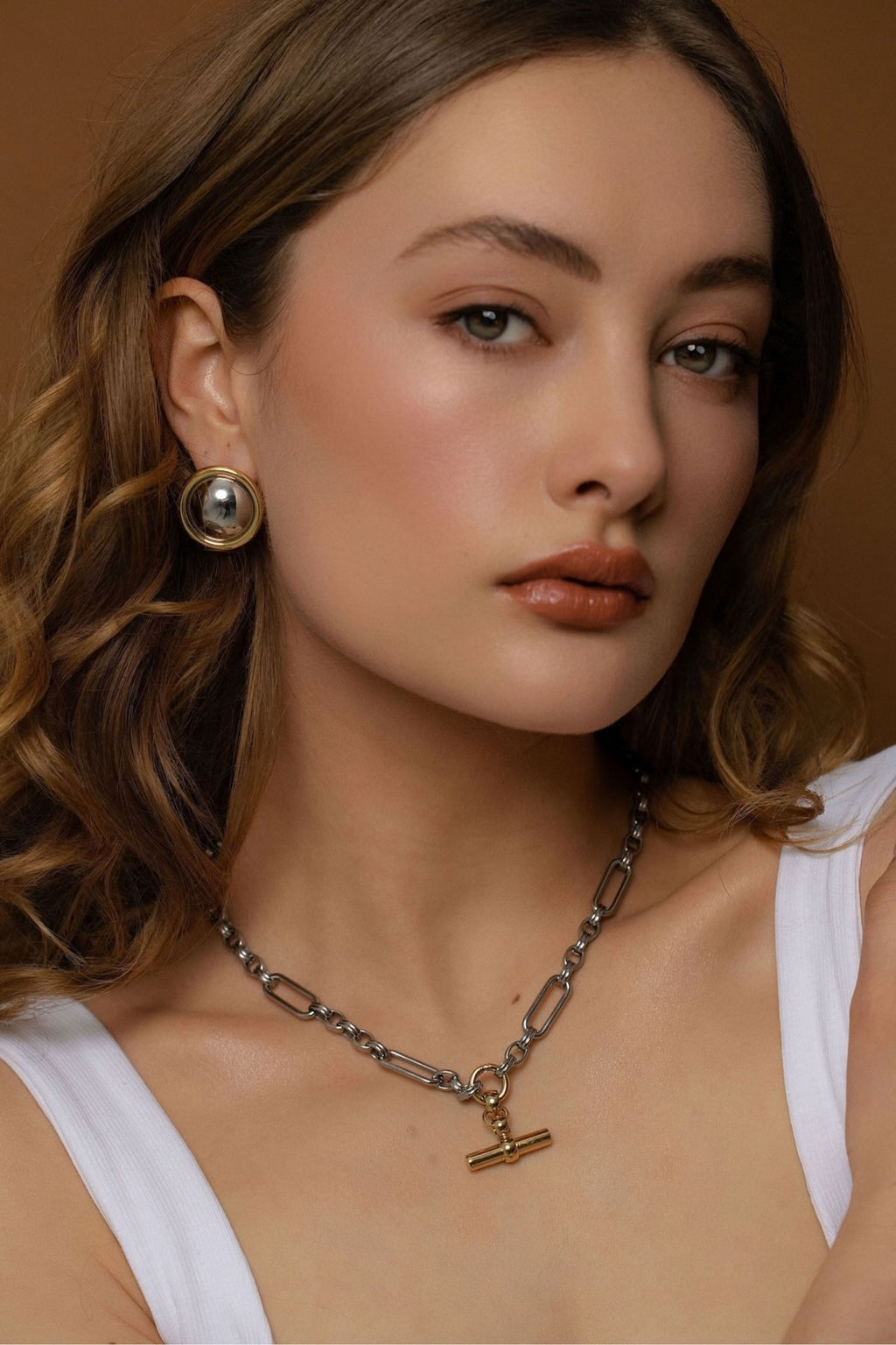 Globe Two Tone Earrings - Silver/Gold
