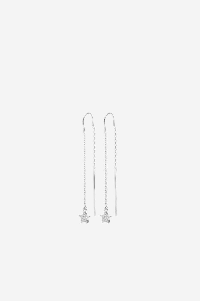 Etoile Thread Earrings - CZ/Silver