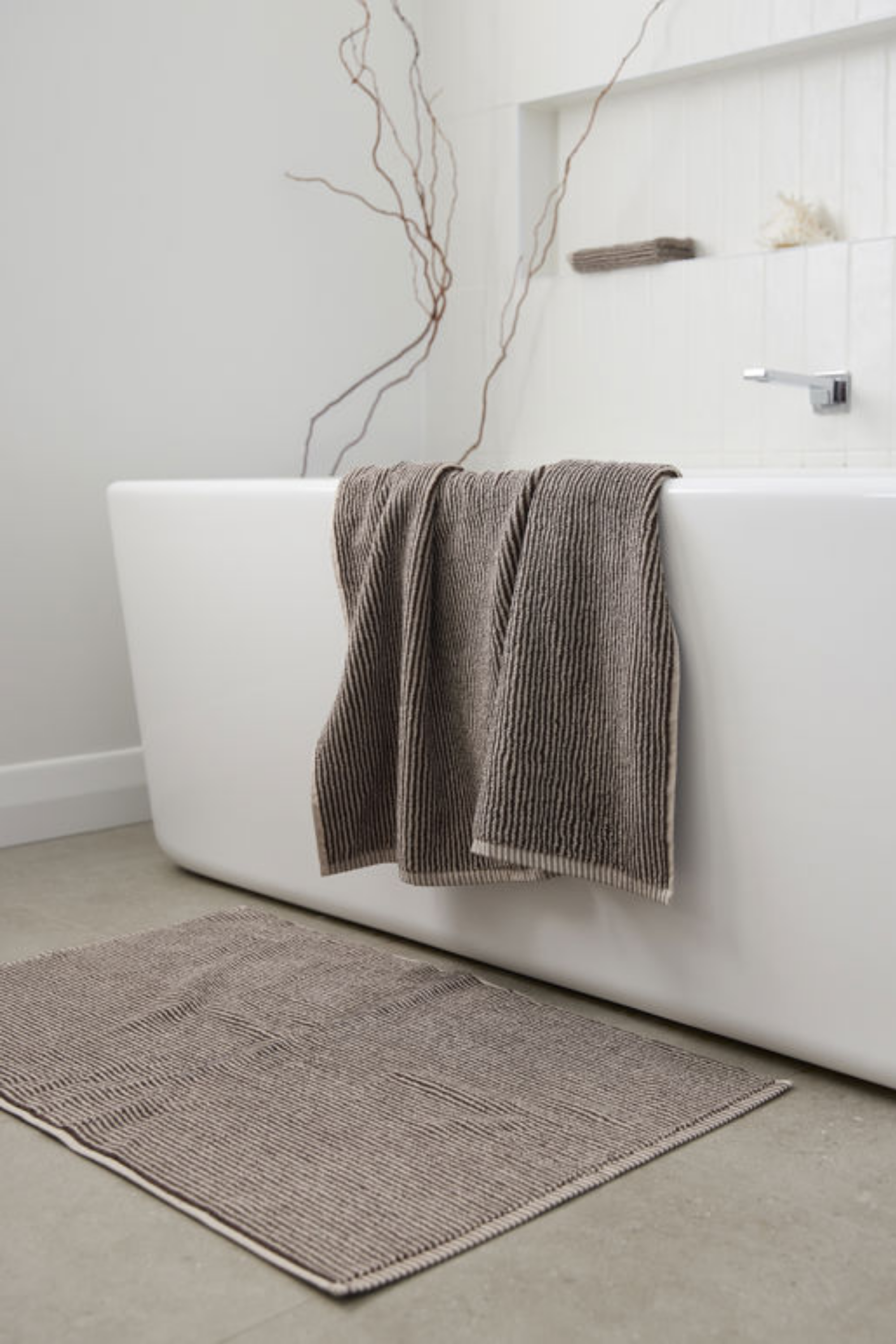 Stripe Cotton Towel Range - Cocoa/Bone