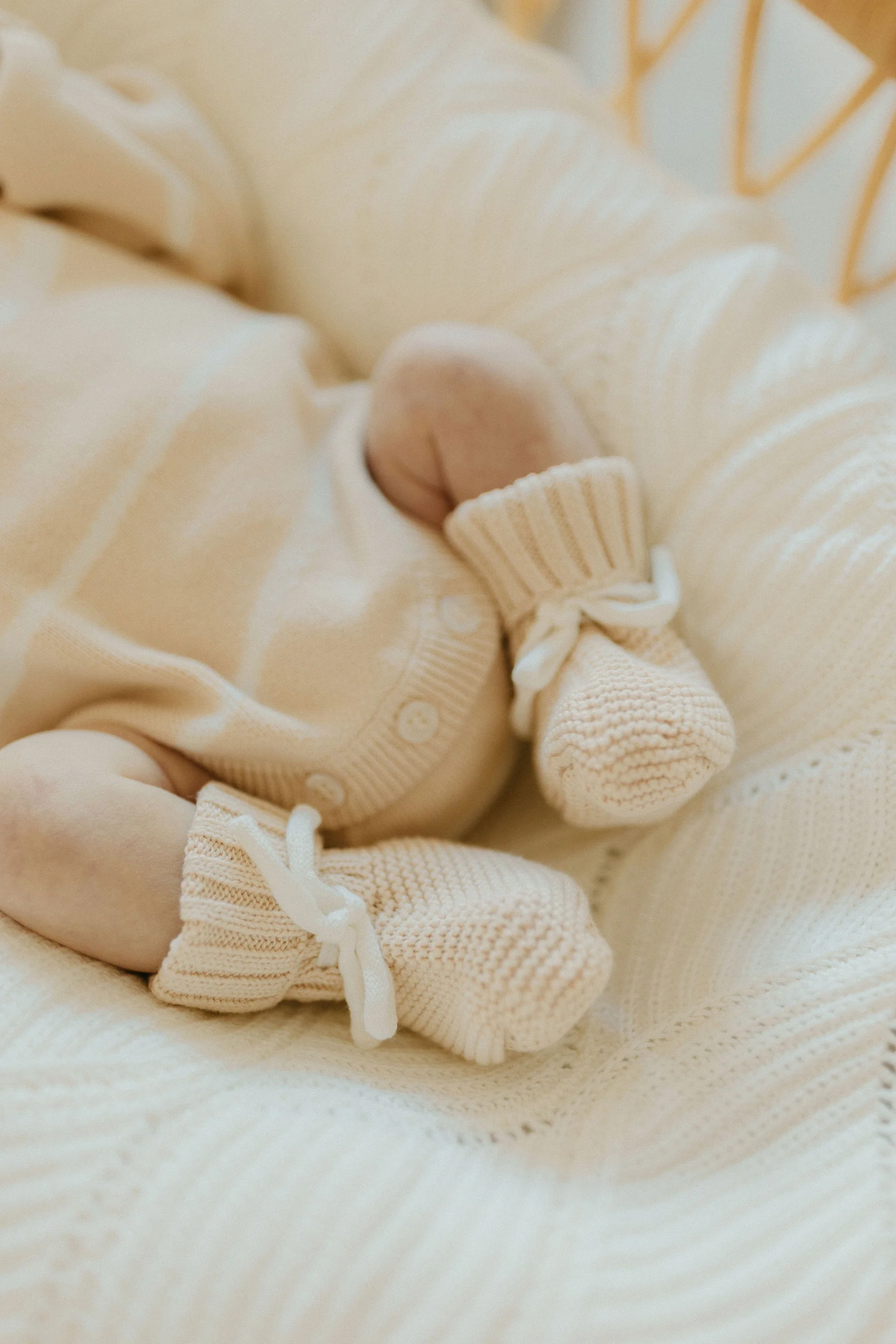 Baby Knit Booties - Sand