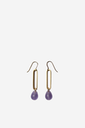 Water Droplet Sea Glass Earrings - Lavender/Gold