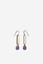 Water Droplet Sea Glass Earrings - Lavender/Gold
