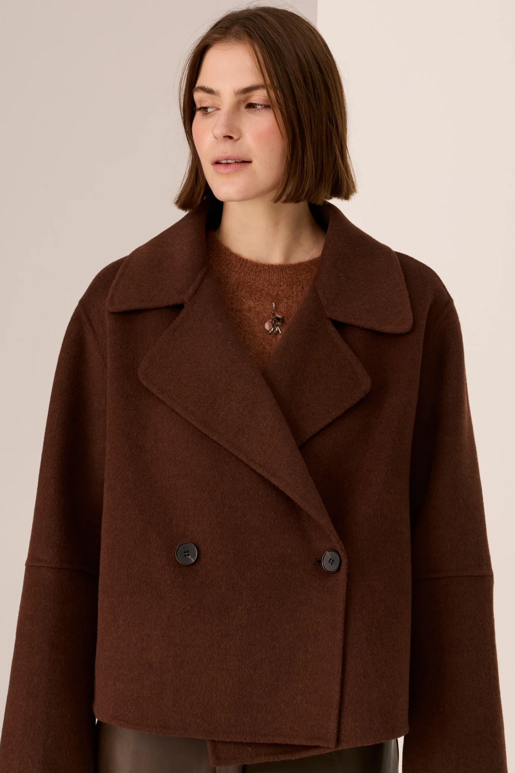 Cohen Cropped Wool Coat - Walnut