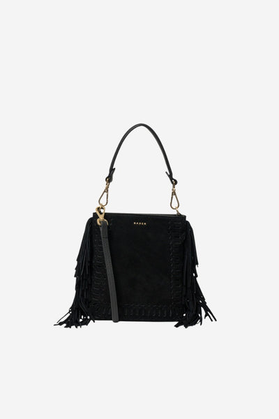 Coco Mini Bag - Black Suede & Fringe