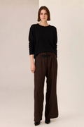 Dara Belted Pant - Choc/Black