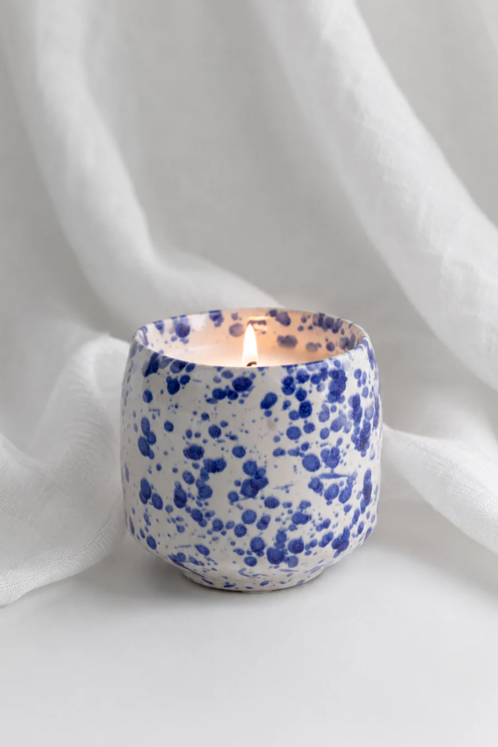 Blue Splash Glazed Candle