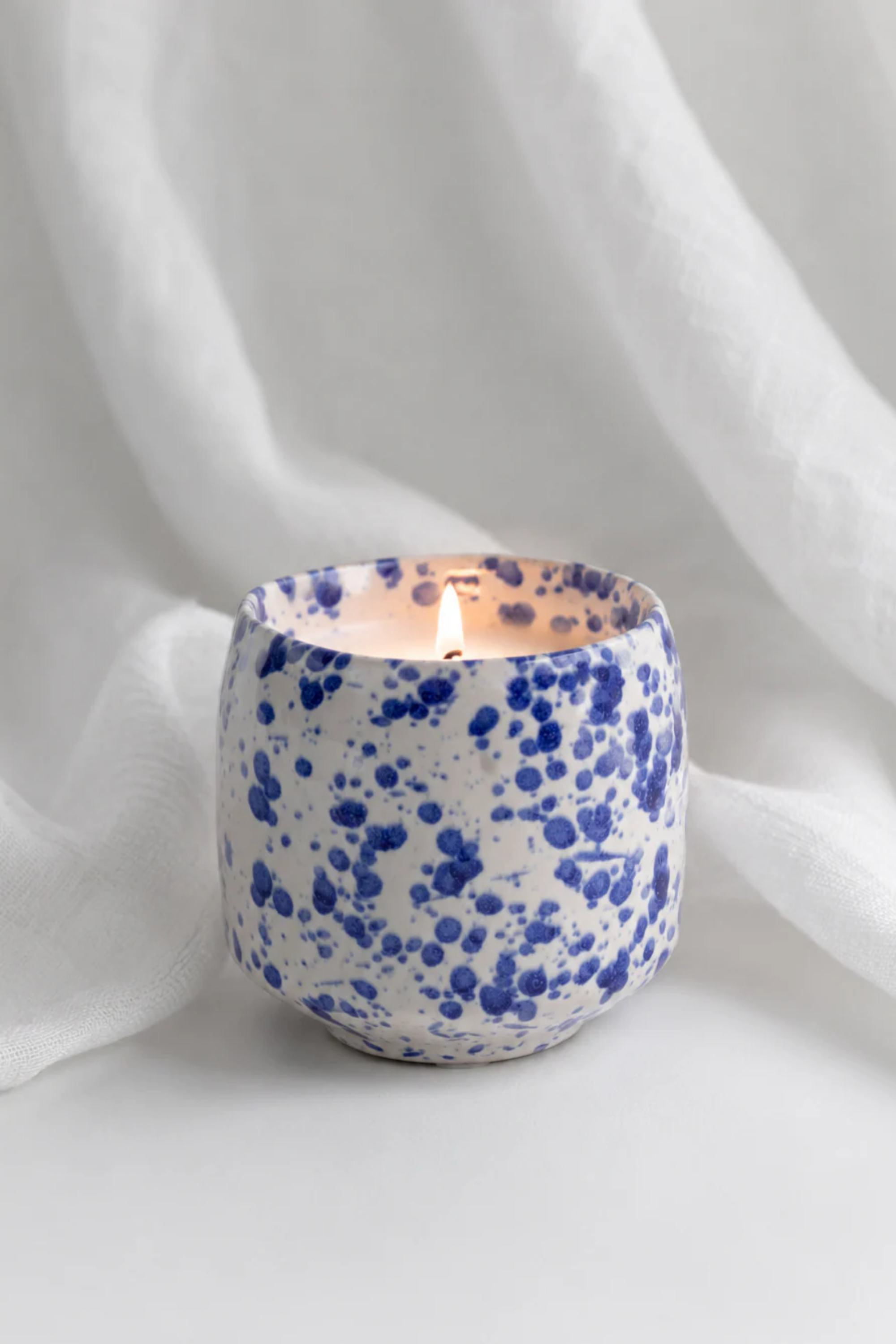 Blue Splash Glazed Candle