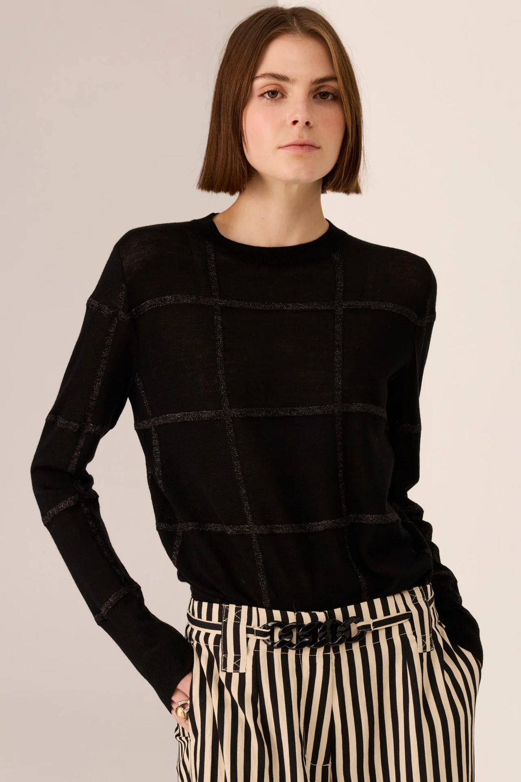 Westin Lurex Check Knit - Black