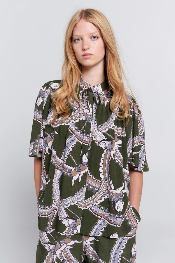 Carousel Shirt - Olive Multi