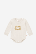 Hello World Knit Romper - Milk