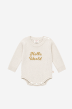 Hello World Knit Romper - Milk