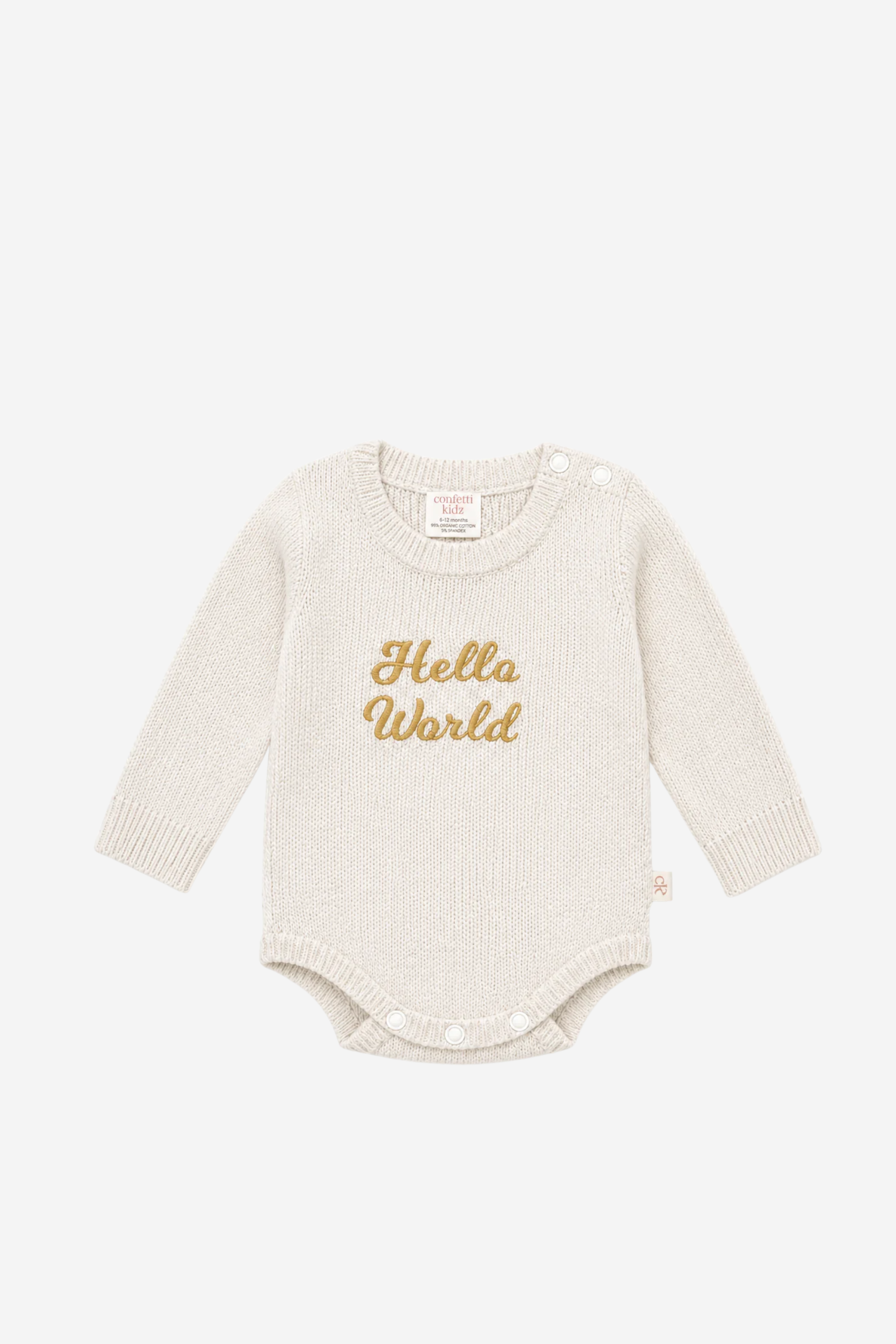 Hello World Knit Romper - Milk