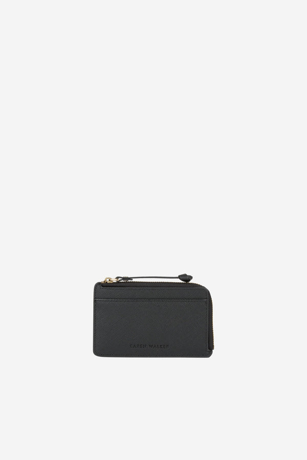 Leather Zip Cardholder - Black