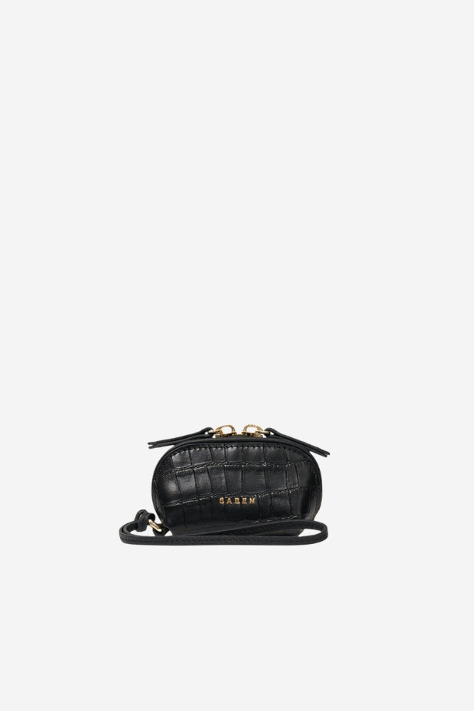 Tarin Airpod Pouch - Black Matte Croc