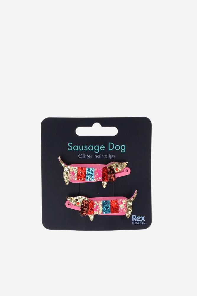 Sausage Dog Glitter Hair Clips