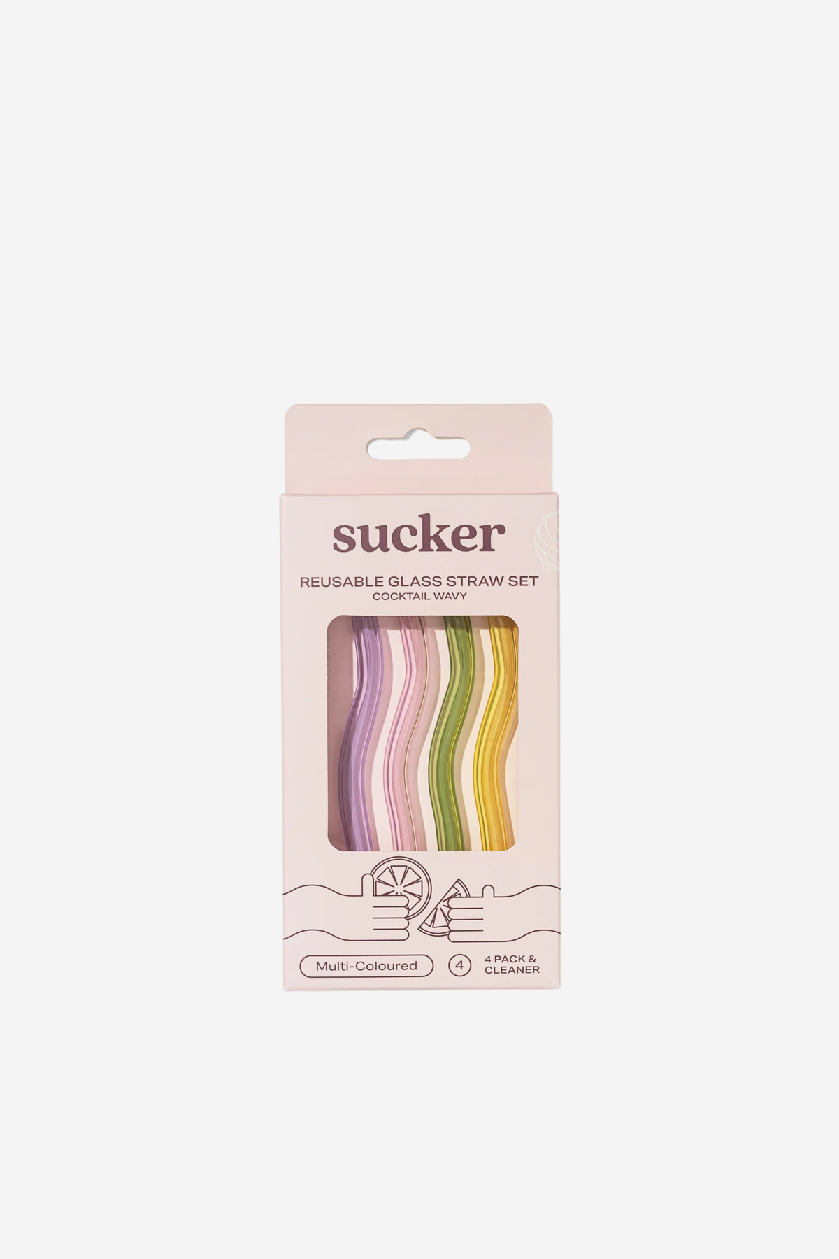 Reusable Glass Wavy Cocktail Straws - Multi