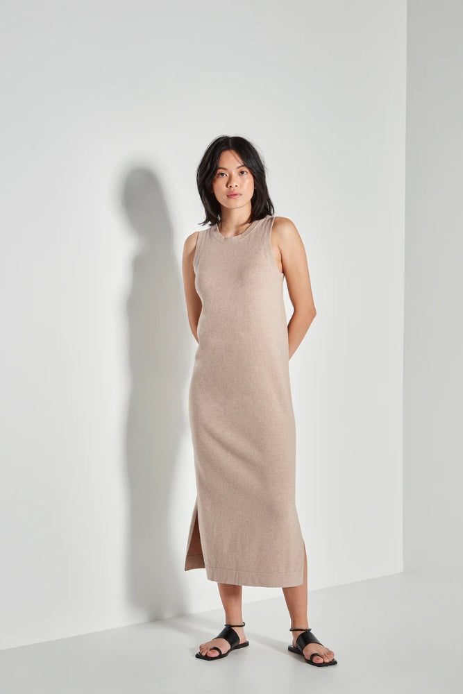 JHL Split Tank Dress - Biscuit Marle