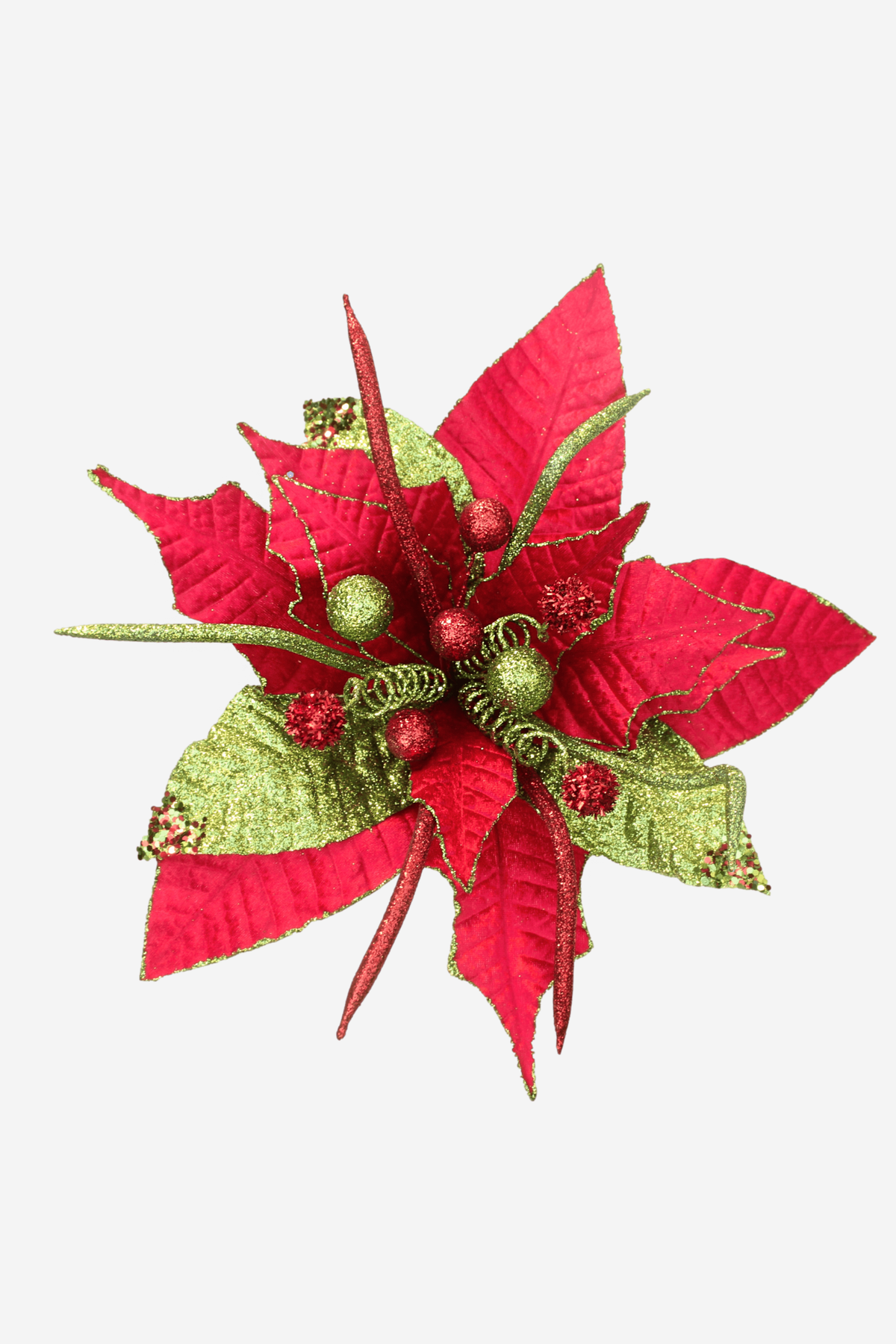 Poinsettia w/ Springs & Balls - Red & Green