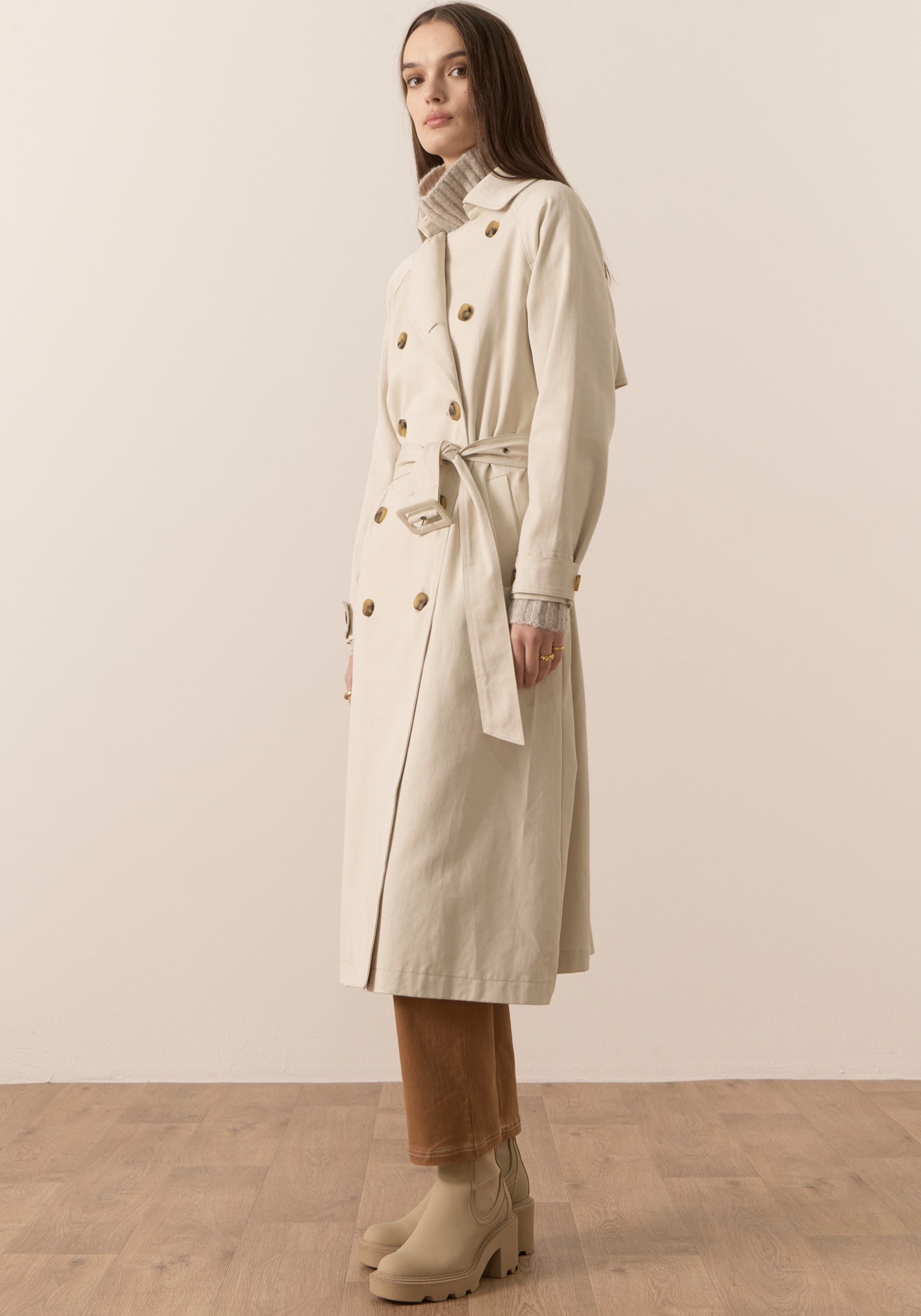 Holland Tencel Trench - Pebble