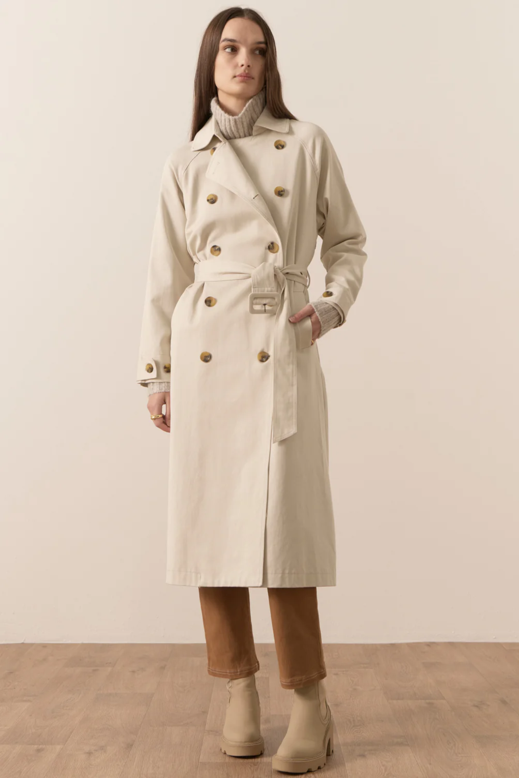 Holland Tencel Trench - Pebble