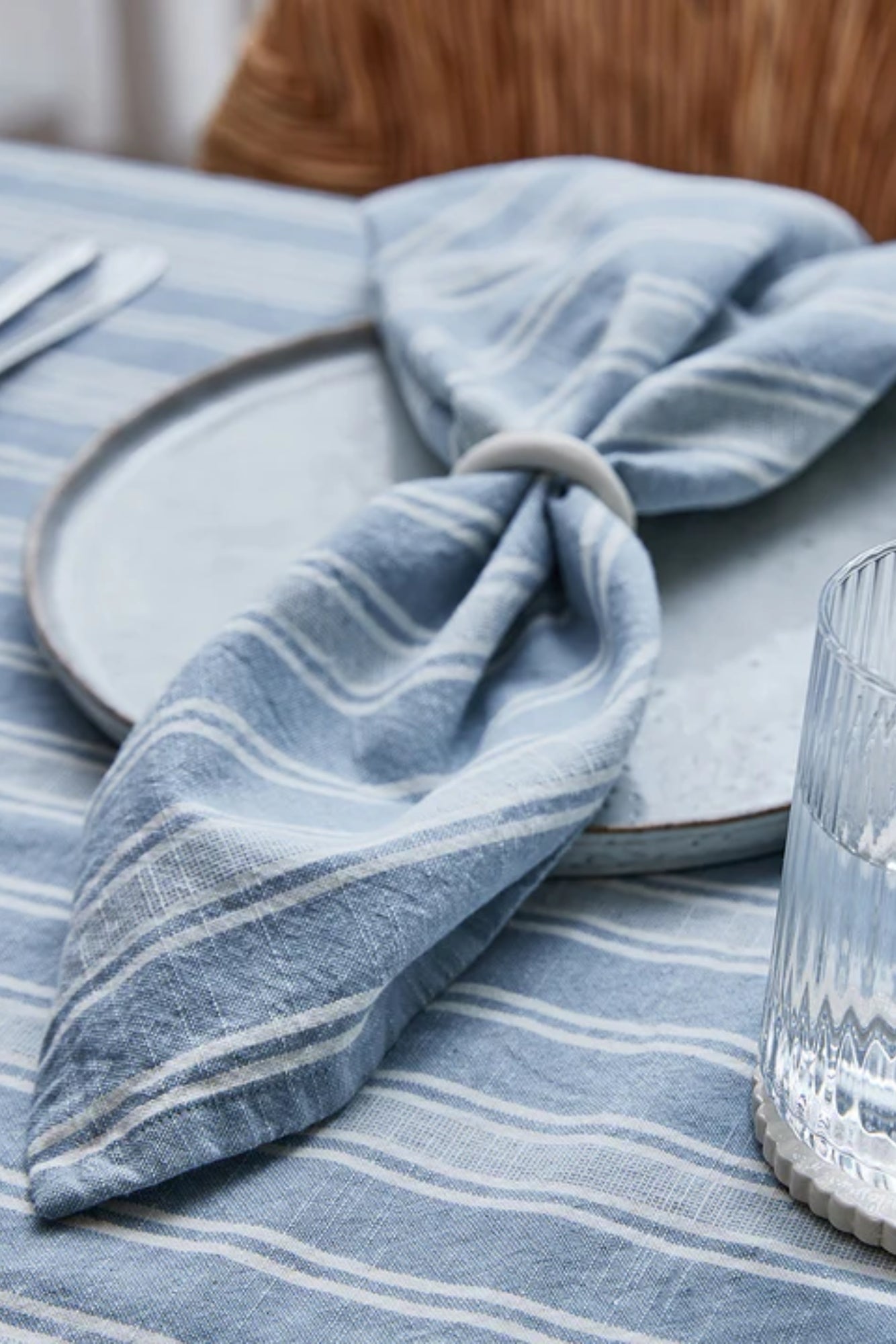 Swansea Napkin Set - Blue Stripe