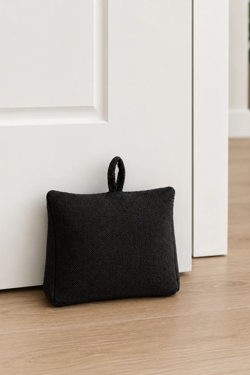 Linen Look Doorstop - Black