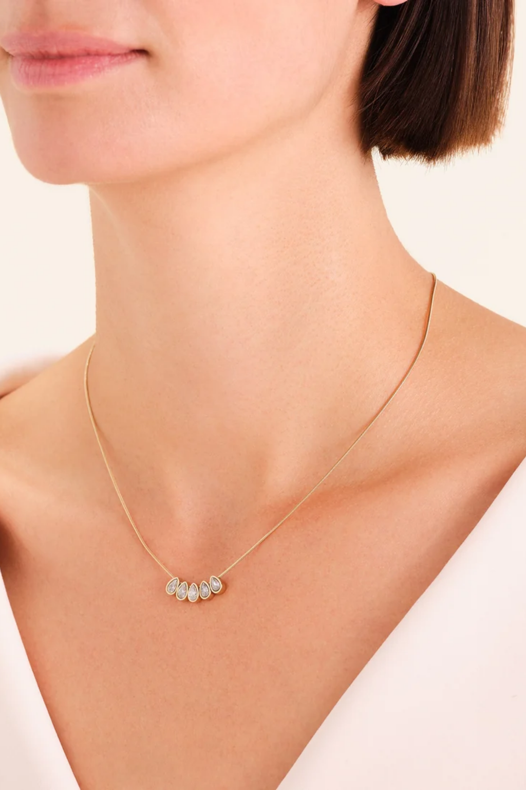 Drops Crystal Necklace - Gold