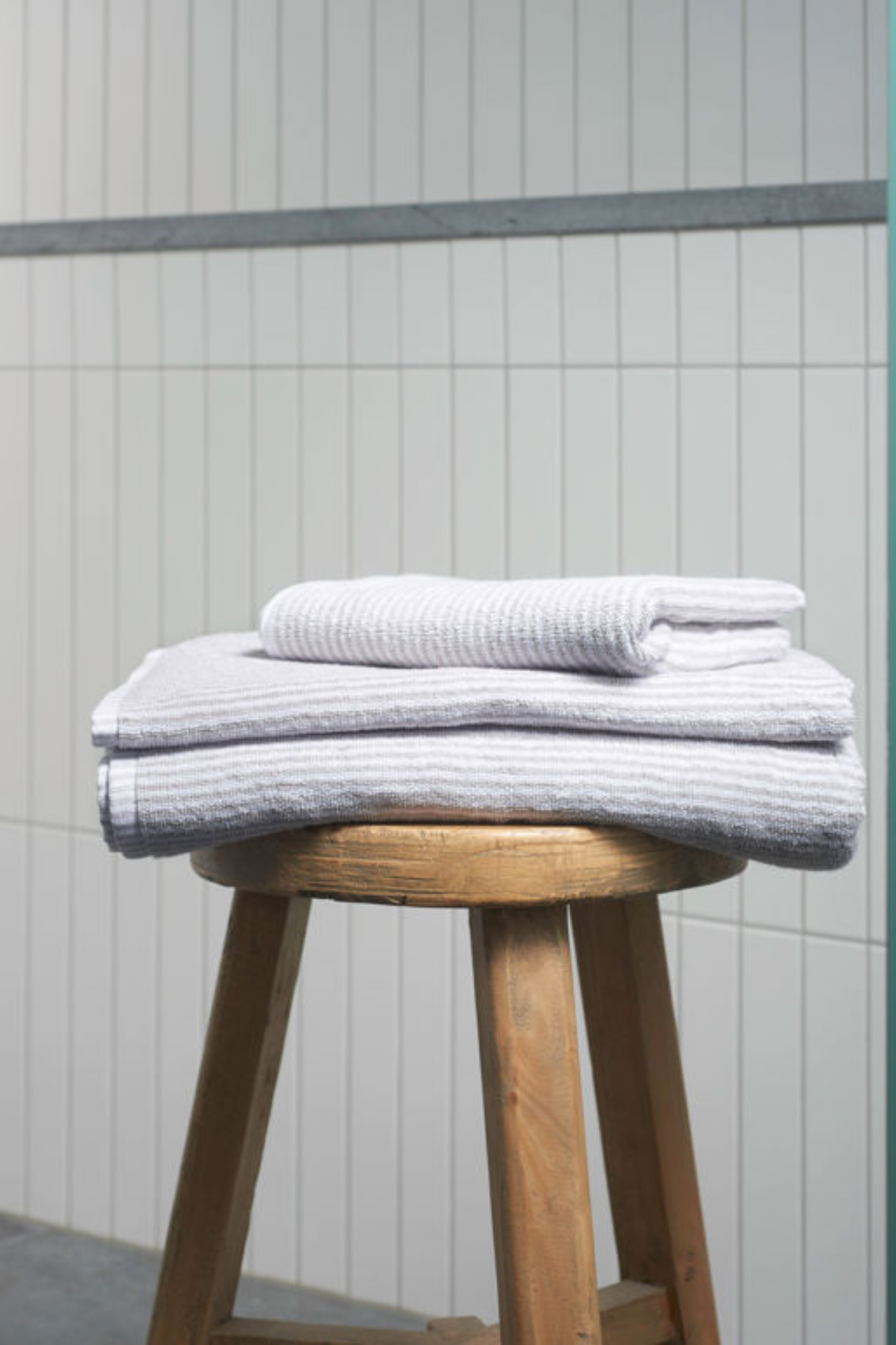 Stripe Cotton Towel Range - Grey/ White