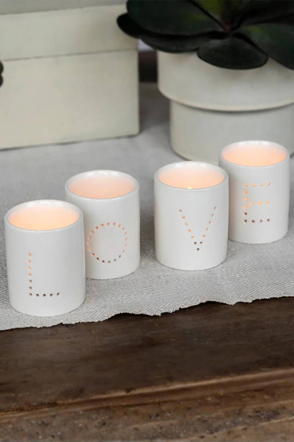 Love Tealight Candle Holders - Set of 4