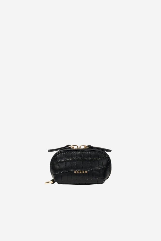 Tarin Airpod Pouch - Black Matte Croc