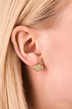 Striped Crystal Studs - Gold