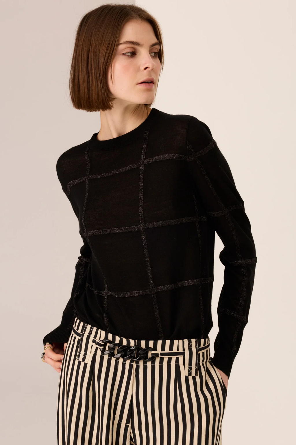 Westin Lurex Check Knit - Black