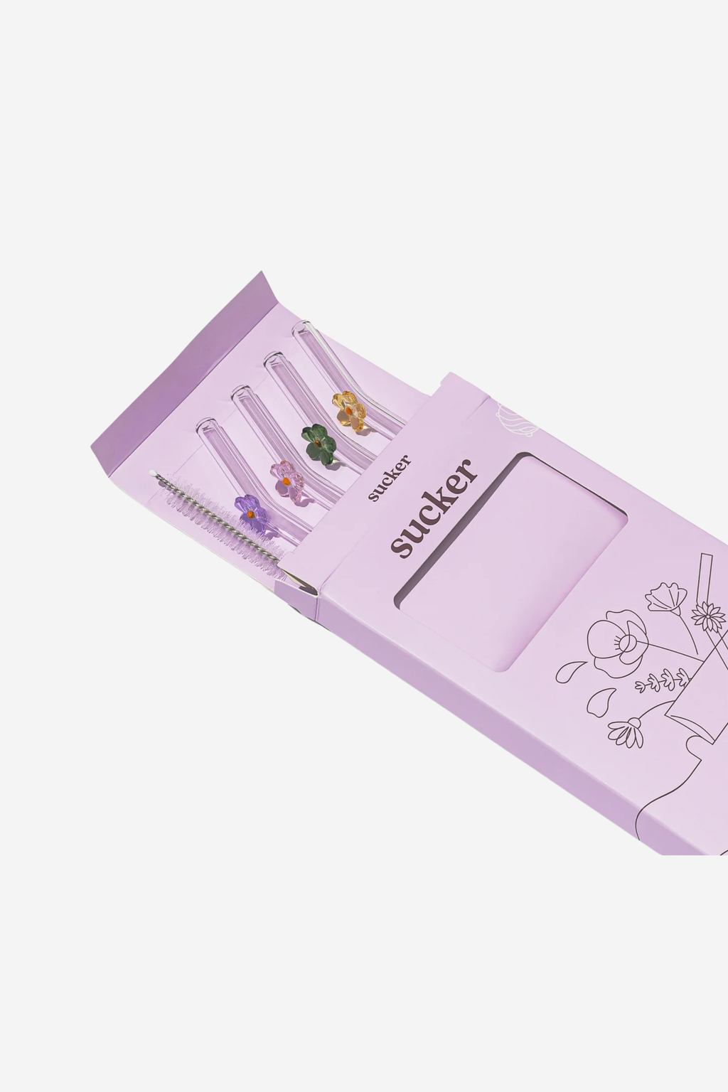 Reusable Glass Wildflower Straws