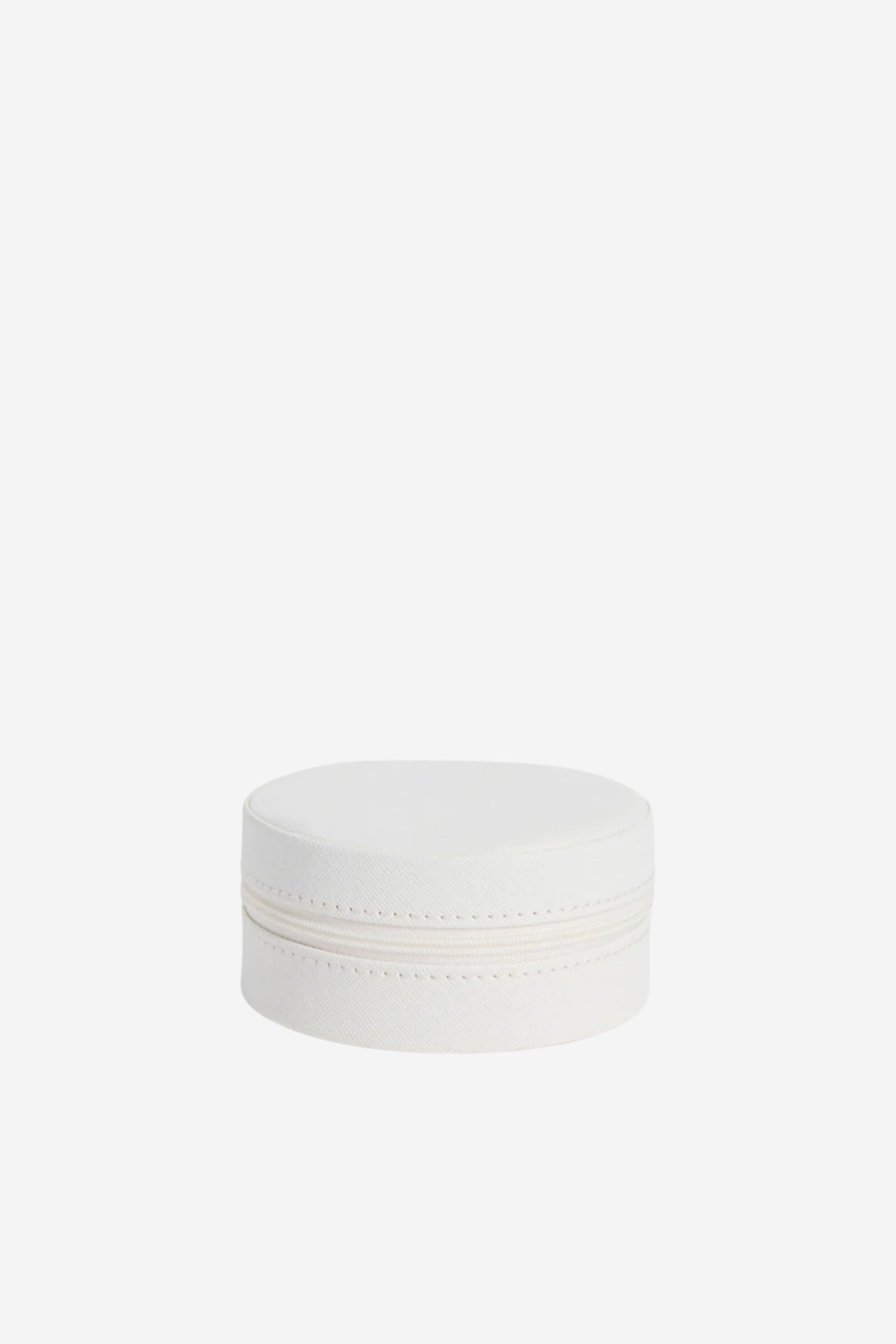 Round Jewellery Travel Case - White