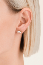 Triple Baguette Stud - Gold