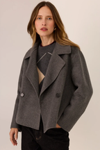 Cohen Cropped Wool Coat - Charcoal