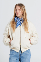 Runaway Scrawl Cropped Oversized Hoodie - Ecru