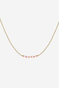Pink Five Stone Necklace - Gold