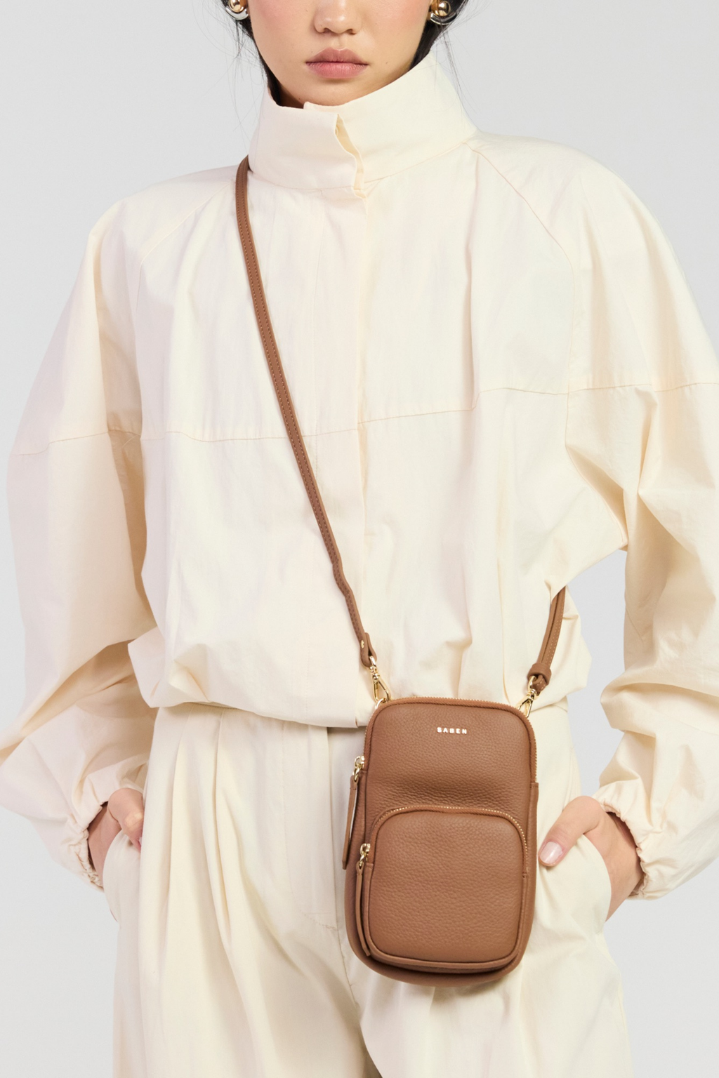 Nikko Pocket Phone Sling - Tan Luxe