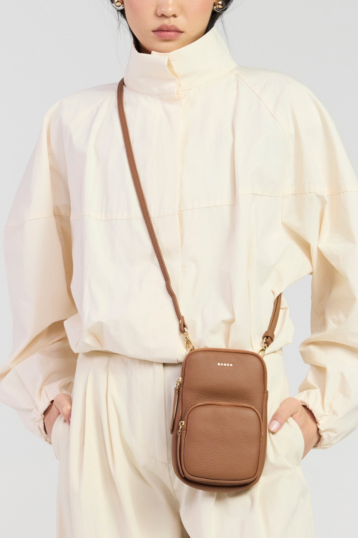 Nikko Pocket Phone Sling - Tan Luxe